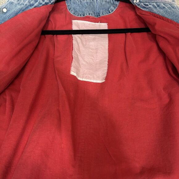 VTG Chore Coat Jean Jacket Barn Distressed Corduroy Collar Denim Men's Size M - Picture 6 of 10